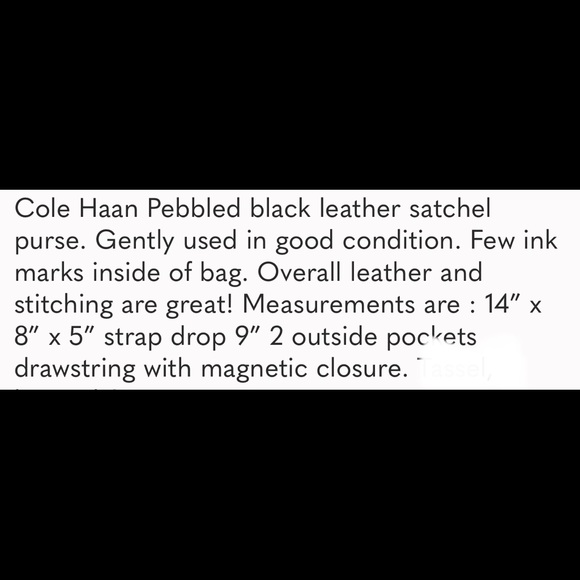 Nice Black Cole Haan Pebbled Leather Purse Tassel - Picture 9 of 9